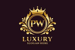 Initial PW Letter Royal Luxury Logo template in vector art for luxurious branding projects and other vector illustration.