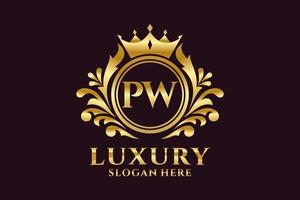 Initial PW Letter Royal Luxury Logo template in vector art for luxurious branding projects and other vector illustration.