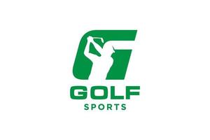 icono de letra del alfabeto logotipo g para la plantilla vectorial de diseño del logotipo de golf, etiqueta vectorial de golf, logotipo del campeonato de golf, ilustración, icono creativo, concepto de diseño vector