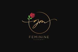 initial GM Feminine logo beauty monogram and elegant logo design, handwriting logo of initial signature, wedding, fashion, floral and botanical with creative template. vector