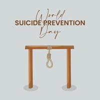 concepto del día mundial de la prevención del suicidio con cuerda colgante. diseño para banner, tarjeta de felicitación, afiche y fondo. vector