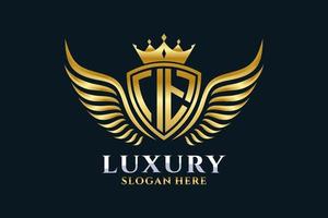 Luxury royal wing Letter IT crest Gold color Logo vector, Victory logo, crest logo, wing logo, vector logo template.