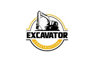 Excavator logo template vector. Heavy equipment logo vector for construction company. Creative excavator illustration for logo template.