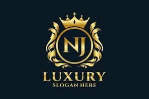 Initial NJ Letter Royal Luxury Logo template in vector art for luxurious branding projects and other vector illustration.
