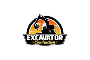 Excavator logo template vector. Heavy equipment logo vector for construction company. Creative excavator illustration for logo template.