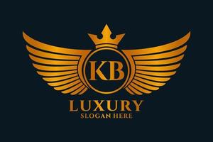 Luxury royal wing Letter KB crest Gold color Logo vector, Victory logo, crest logo, wing logo, vector logo template.