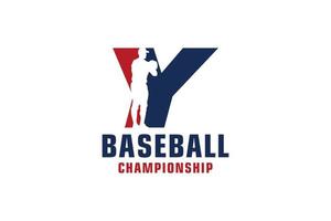 Letter Y with Baseball Logo Design. Vector Design Template Elements for Sport Team or Corporate Identity.