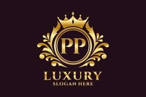 Initial PP Letter Royal Luxury Logo template in vector art for luxurious branding projects and other vector illustration.