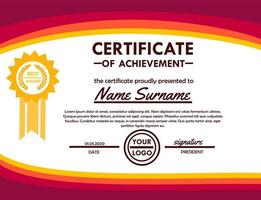 Red certificate of appreciation template.Diploma vector template.Gold border.Laurel wreath icon.