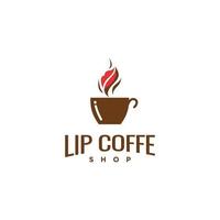 diseño de concepto de logotipo de café de labios vector