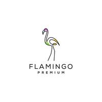 Flamingo logo concept design. line art vector illustration