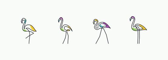 Collections Flamingo with 4 style colorful vector design