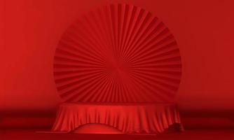 decoración de podio de escenario rojo adecuada para productos.representación 3d foto
