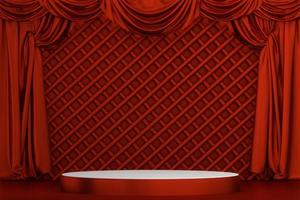 Red Podium for product display minimal geometric design.3D rendering photo