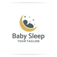 luna bebé dormir logo diseño vector, noche, estrella vector