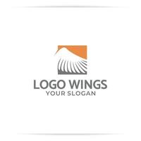 wing negative space logo design vector, feather, pinion vector