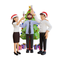 Ilustración de personaje de empleado 3d fiesta de navidad de año nuevo png