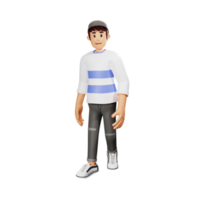 Young people walking 3D character illustration png