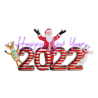 3d santa claus, polar bear and reindeer character illustration new year 2022 christmas party png