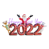 3d weihnachtsmann, eisbär und rentiercharakterillustration neujahr 2022 weihnachtsfeier png