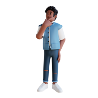 jeunes noirs pensant illustration de personnage 3d png