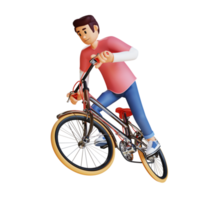 joven montando una bicicleta ilustración de personaje 3d