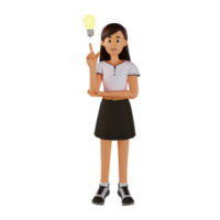 mujer joven tuvo una idea ilustración de personaje de dibujos animados 3d png