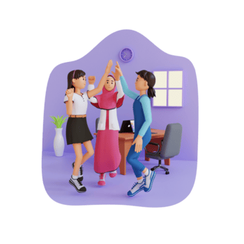 Teenager-Mädchen, die High Fives 3D-Charakterillustration machen png