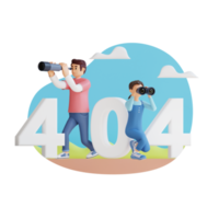 young man and girl looking using spyglasses 3d character illustration png