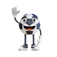 mascotte de ballon de football dire bonjour illustration de personnage 3d png