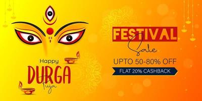 happy durga puja background durga puja festival sale banner design vector