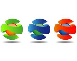 three balls in the context of different colors on a white background vector