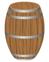 Barril de madera para el almacenamiento de productos sobre un fondo blanco. vector