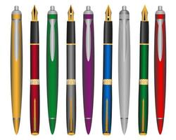 pen and ink pens of different colors on a white background vector