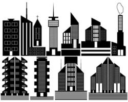 different high-rise town houses on a white background vector
