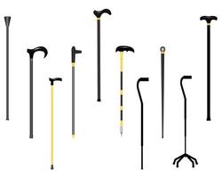 different canes for the elderly on a white background vector