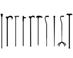 black canes for the elderly on a white background vector