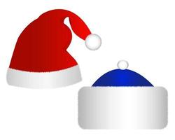 two caps of Santa Claus in different colors on a white background vector