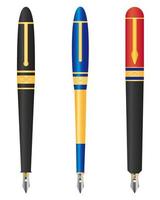 three ink pens of different colors on a white background vector