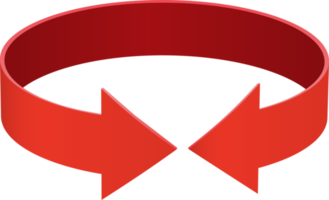 icône rouge de signe de rotation 3d png