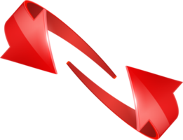 Red 3D glossy curve arrows png