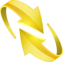 Yellow 3D glossy curve arrows png