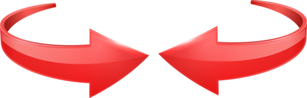 flèches de courbe brillantes rouges 3d png