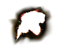 Burned hole on transparent background png