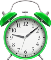 Green color classic alarm clock png