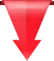 Red curved shiny Down arrow png