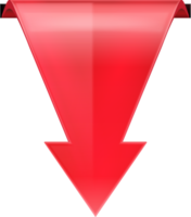 rood gebogen glimmend naar beneden pijl png