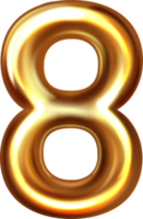 Golden metallic number eight png