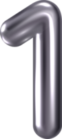 silver- metall siffra ett png