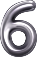 Silver metal number six png